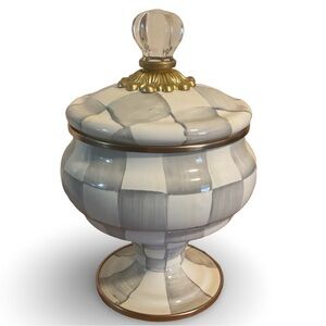 MacKenzie Childs Sterling Check Curiosity Pot NEW